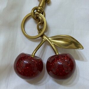 Keychain Red cherry keychains . Acrylic. Red and sparkly .